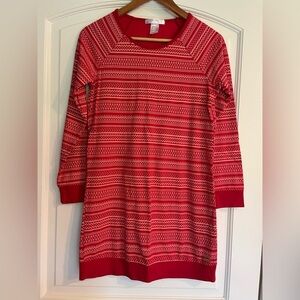 LASCANA for VENUS Red White Geometric Shirt Dress 3/4 Sleeve Size S